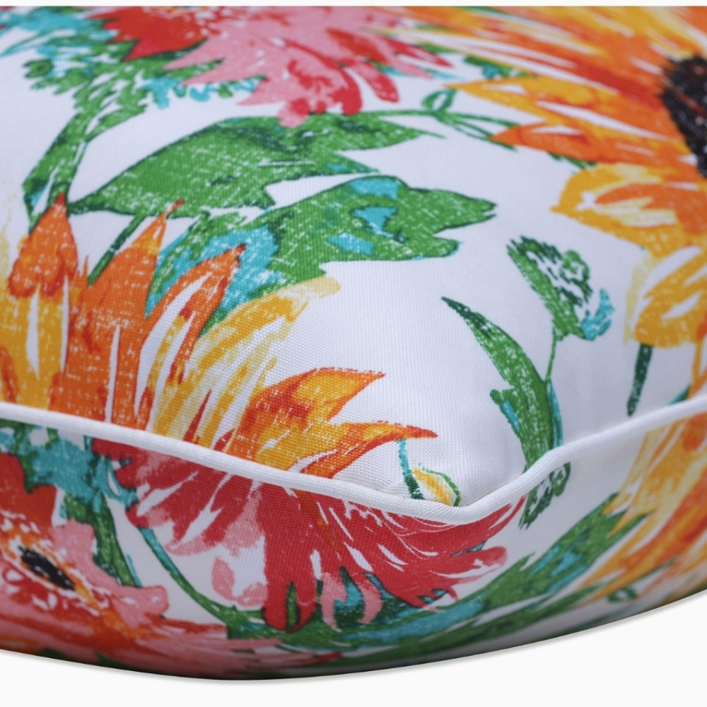 Pillow Perfect Bright Floral Indoor/Outdoor Accent Throw Pillow, Plush Fill, Wea